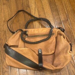 Gryson Tan and Black Leather Shoulder Bag